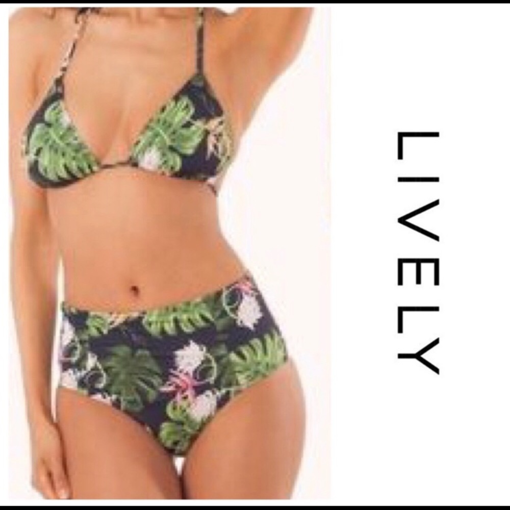 Lively High Waisted Poolside Print Bikini Bottom